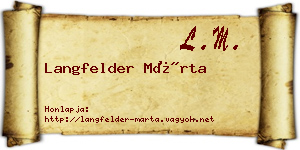 Langfelder Márta névjegykártya